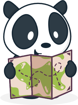 Canvas panda looks at map