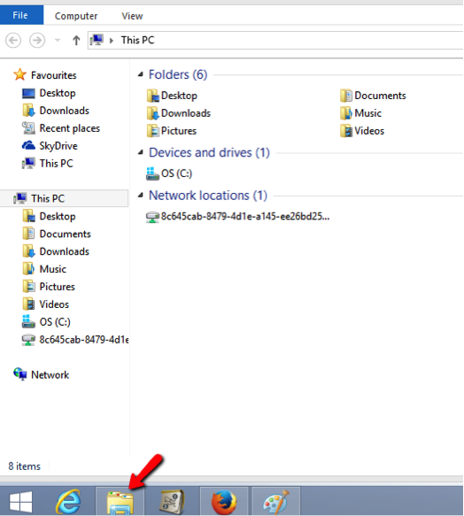 Picture of Windows 8 file explorer